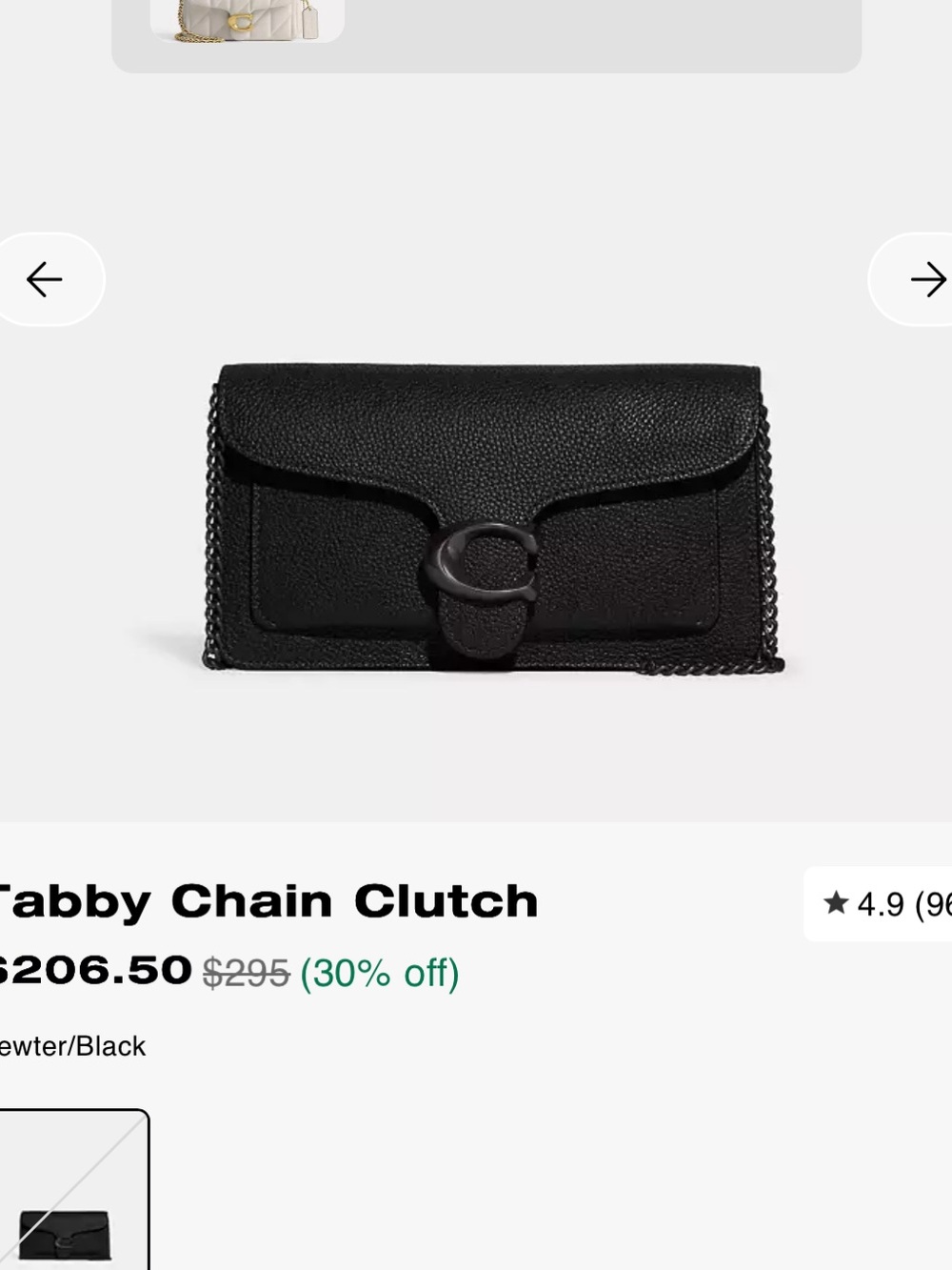 Coach tabby chain clutch